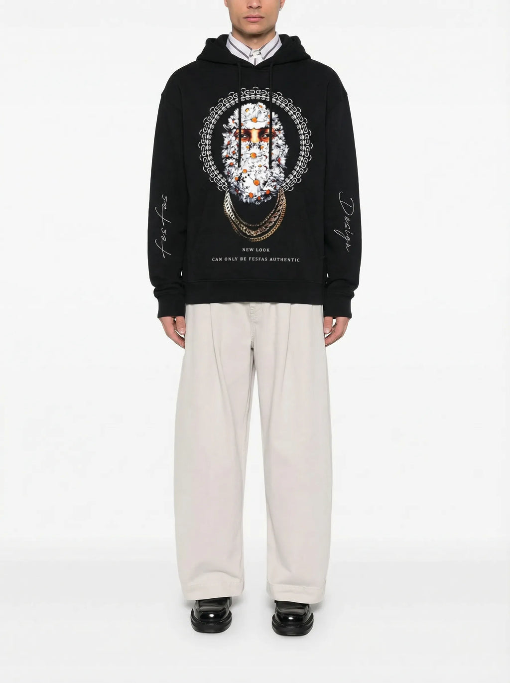 Áo hoodie FesFas in hình cúc trắng