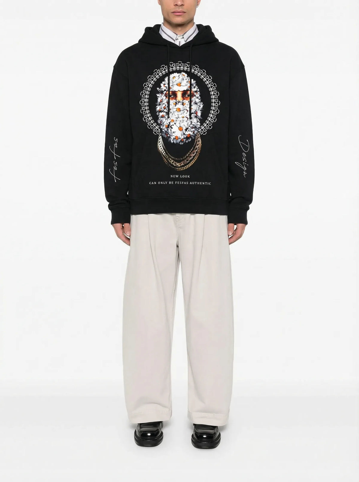 Áo hoodie FesFas in hình cúc trắng