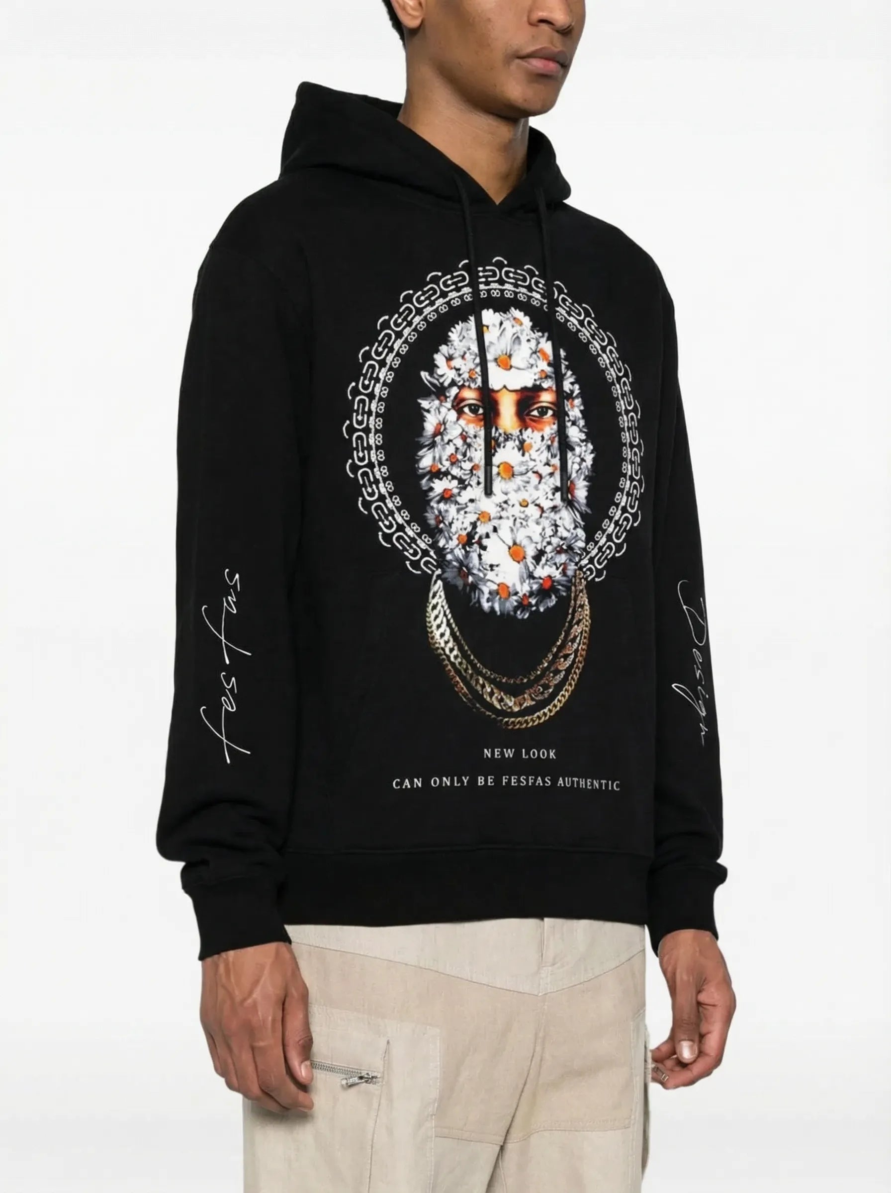 Áo hoodie FesFas in hình cúc trắng