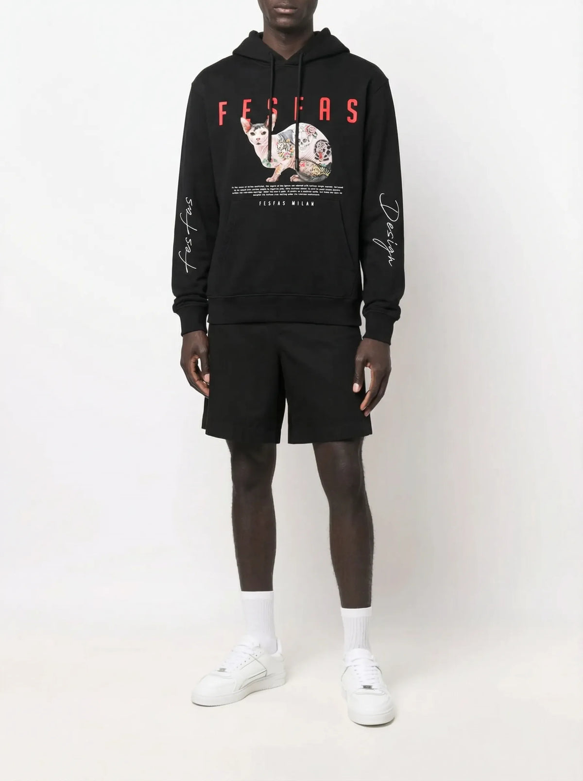 Áo hoodie FesFas in hình mèo xăm hình