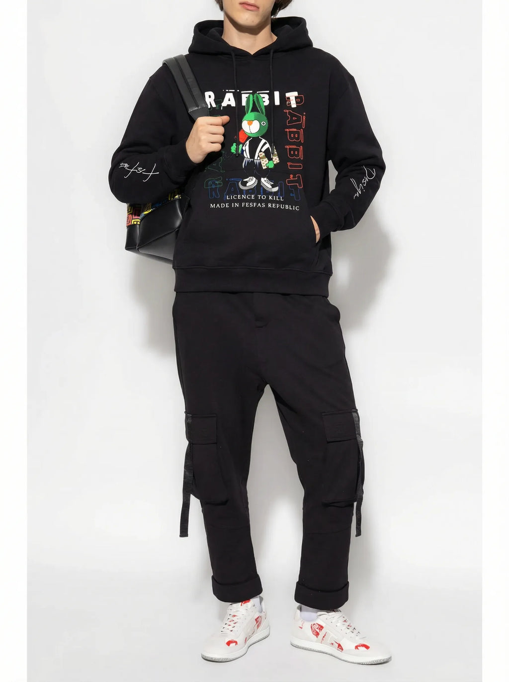 Áo hoodie FesFas in hình thỏ | Đen | Unisex