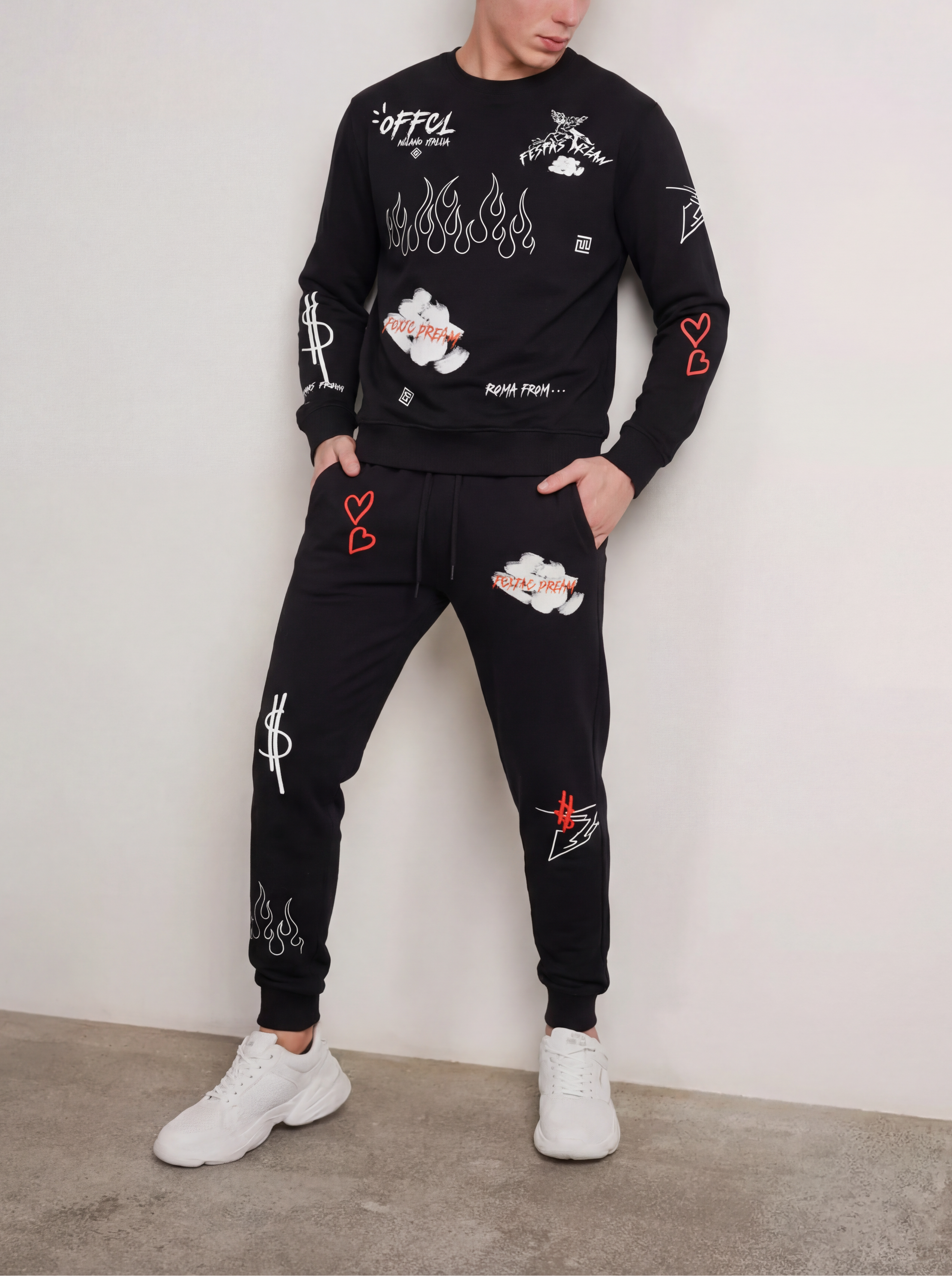 FesFas graphic-print Sweatshirt Set | Black | Men
