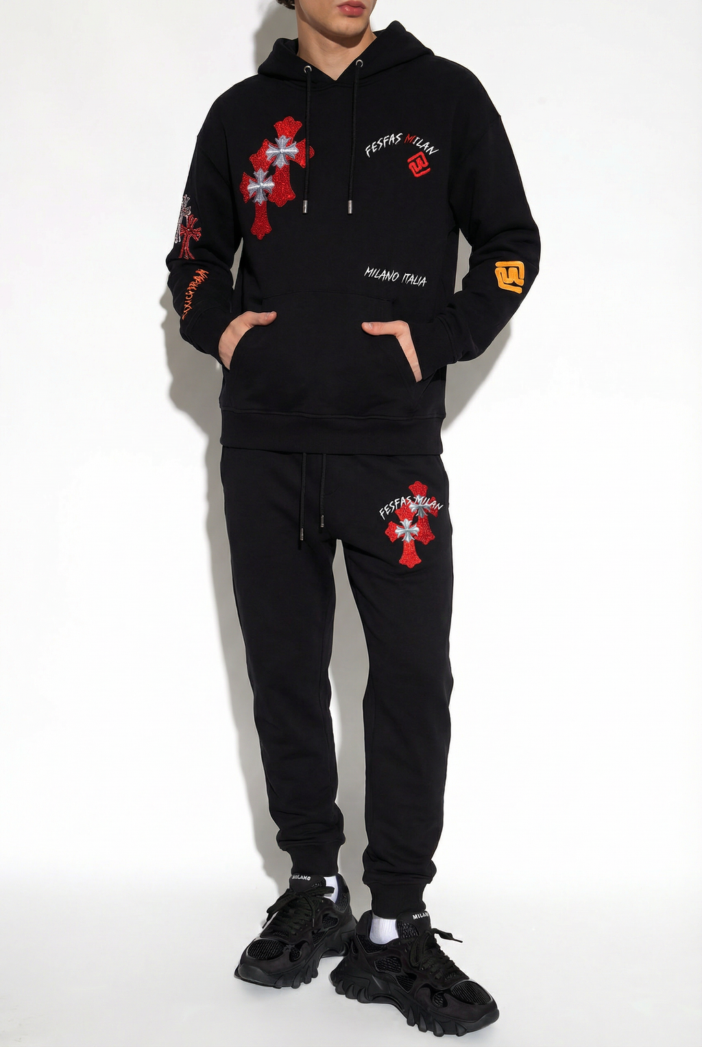 FesFas graphic-print Hoodie Set | Black | Men