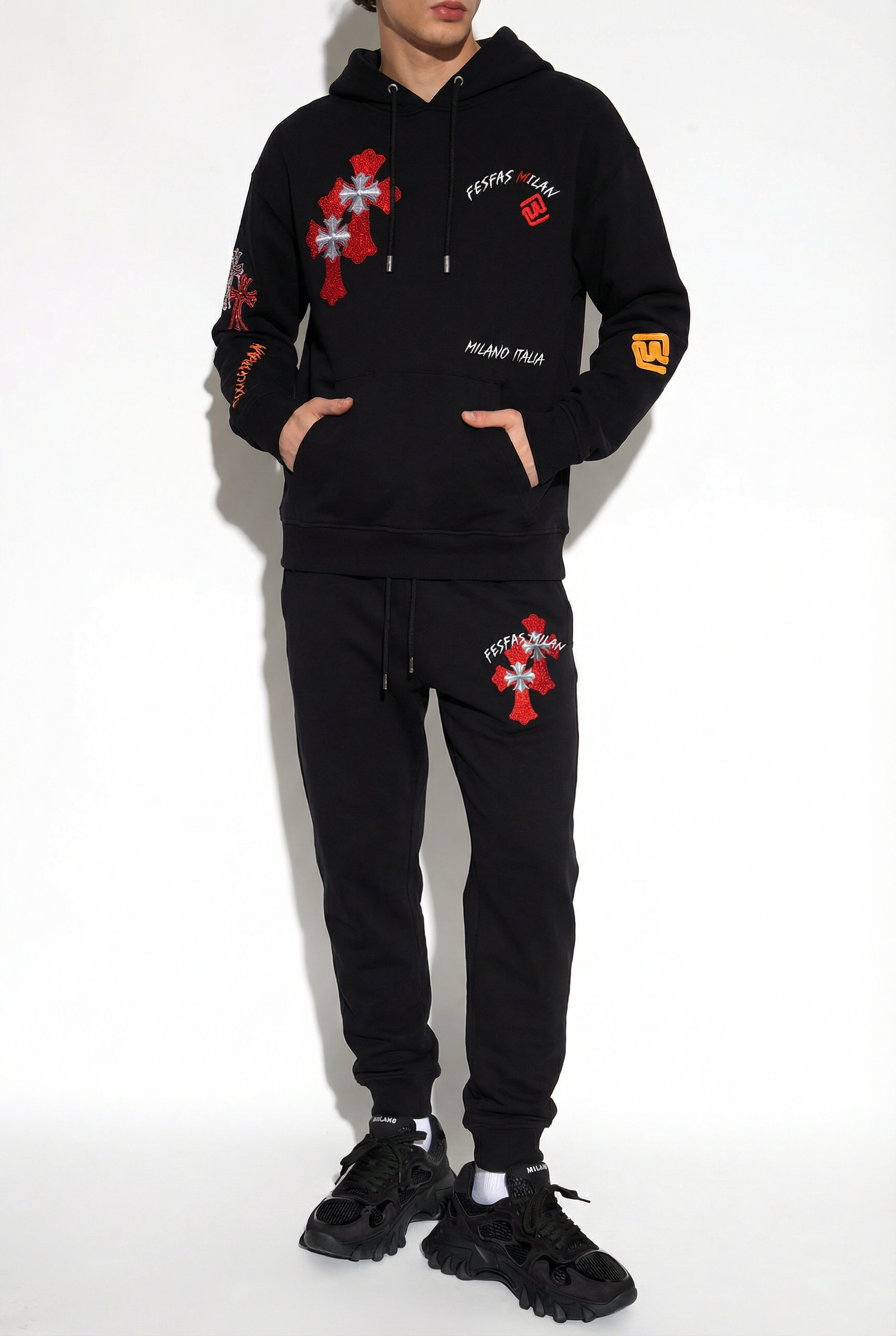 FesFas graphic-print Hoodie Set | Black | Men