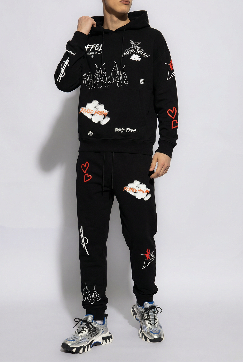 FesFas graphic-print Hoodie Set | Black | Men