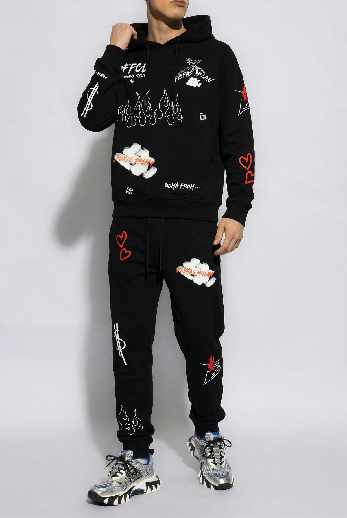 FesFas graphic-print Hoodie Set | Black | Men