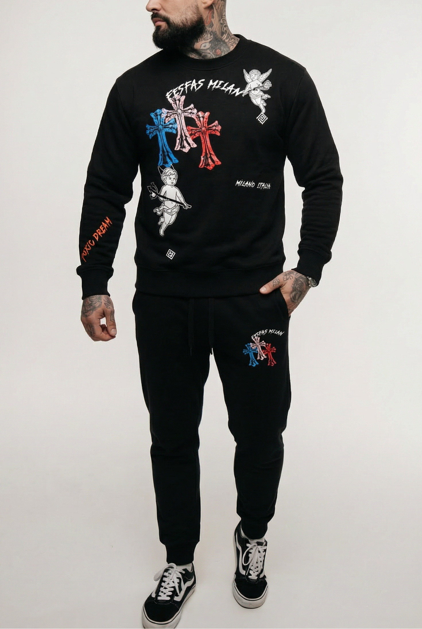 FesFas graphic-print Sweatshirt Set | Black | Men
