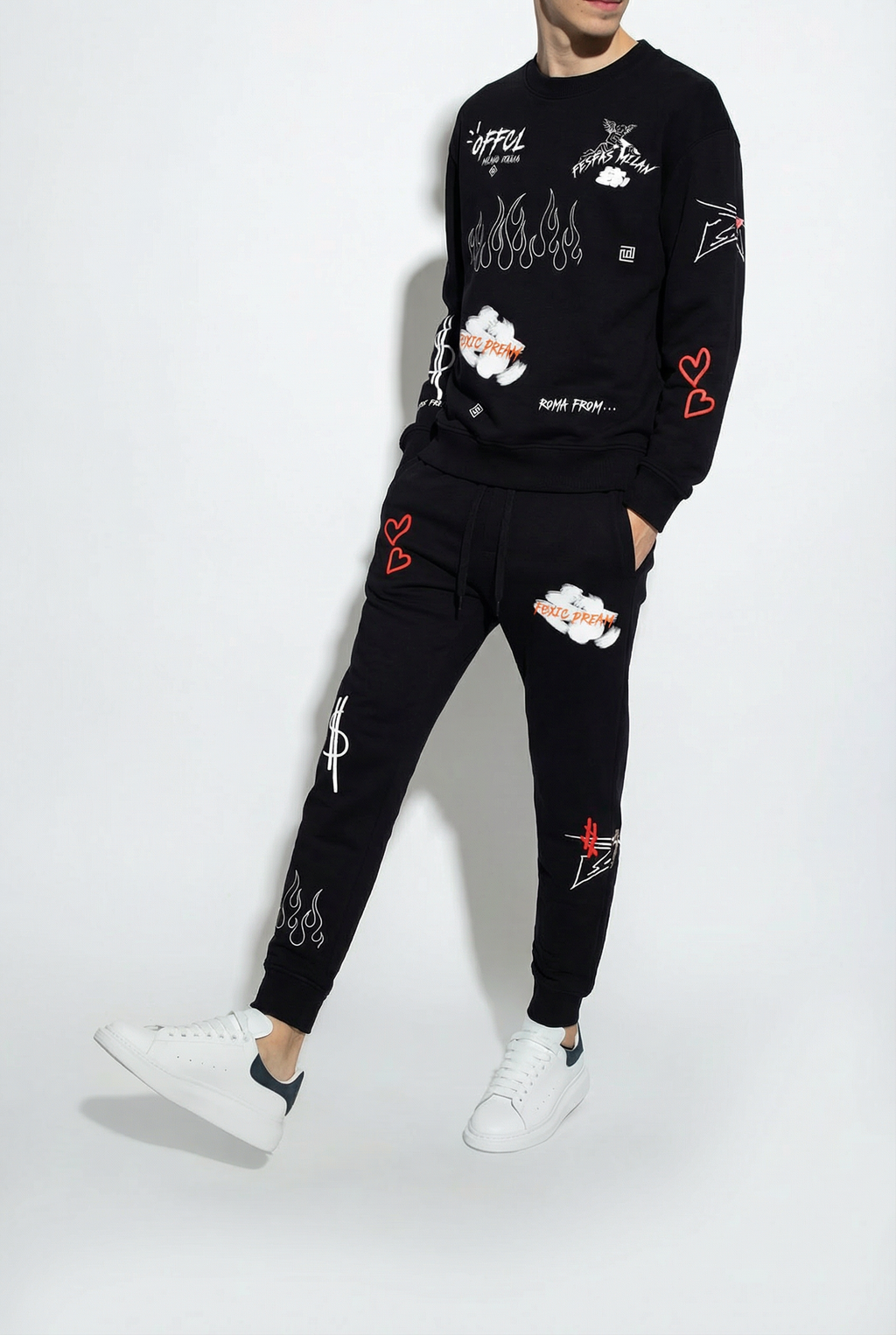 FesFas graphic-print Sweatshirt Set | Black | Men