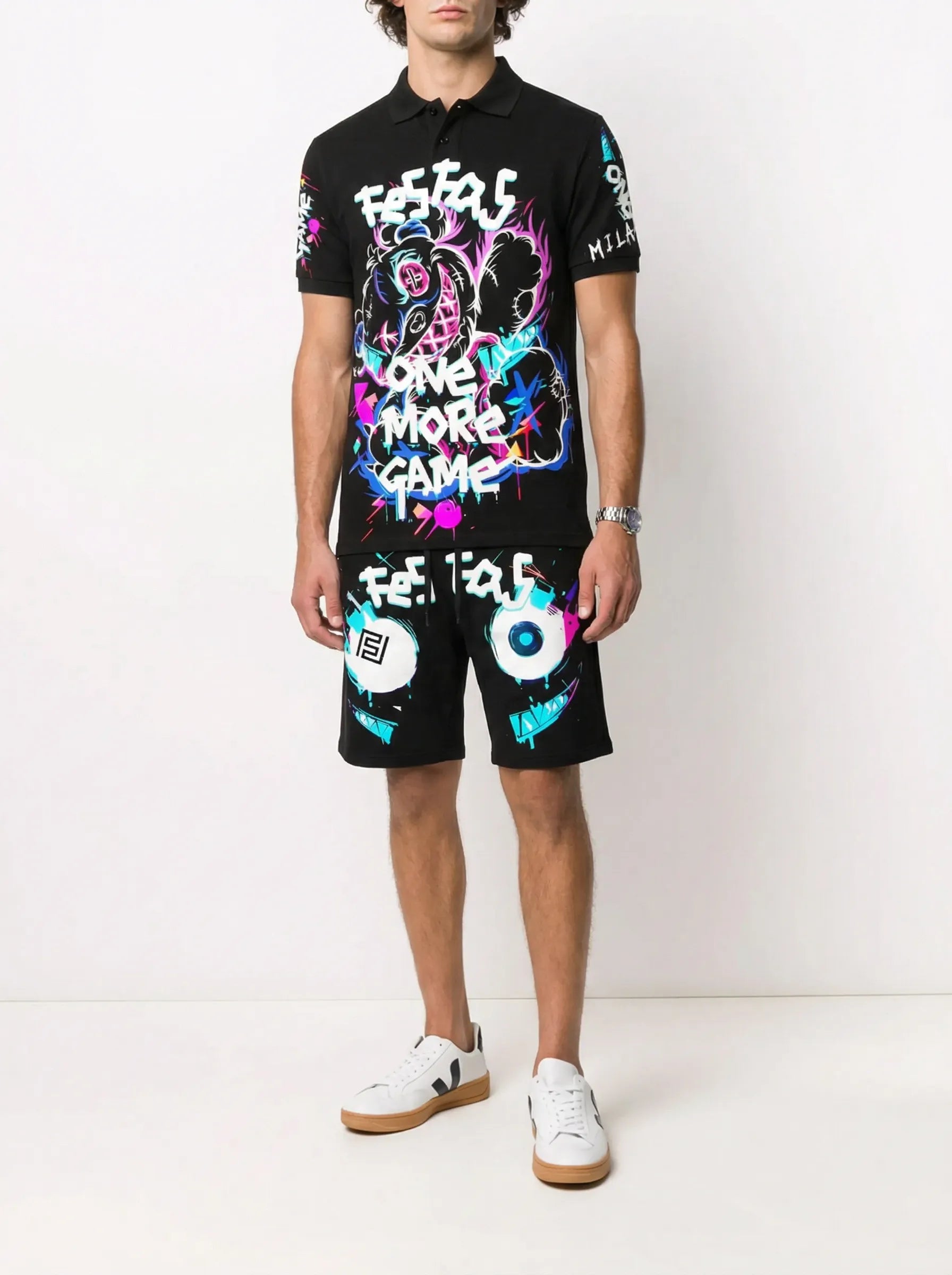 FesFas Hologram-print | Bộ Polo | Nam | Màu Đen
