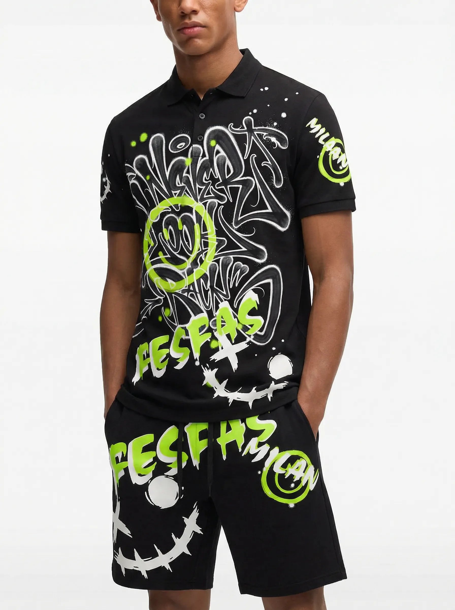 FesFas Hologram-print | Bộ Polo | Nam | Màu Đen