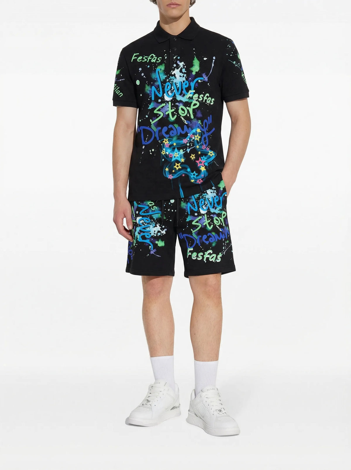 FesFas Hologram-print | Bộ Polo | Nam | Màu Đen