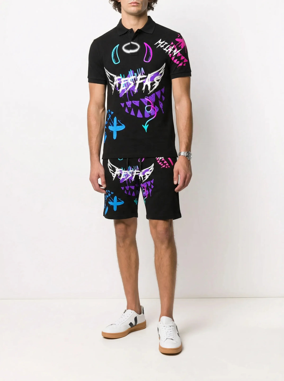 FesFas Hologram-print | Bộ Polo | Nam | Màu Đen