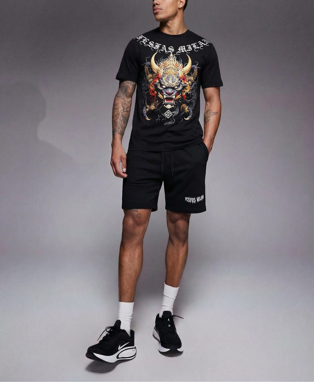 Bộ áo thun và quần short FesFas in hình rồng