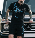 Bộ áo polo và quần short FesFas in hình lông vũ