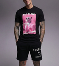 Bộ áo thun và quần short FesFas in hình báo đen