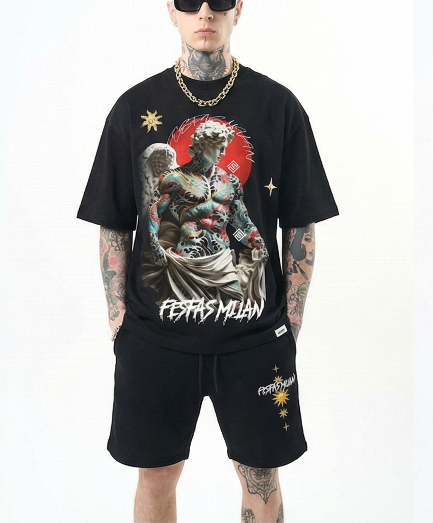 Bộ áo thun và quần short FesFas in hình thiên thần