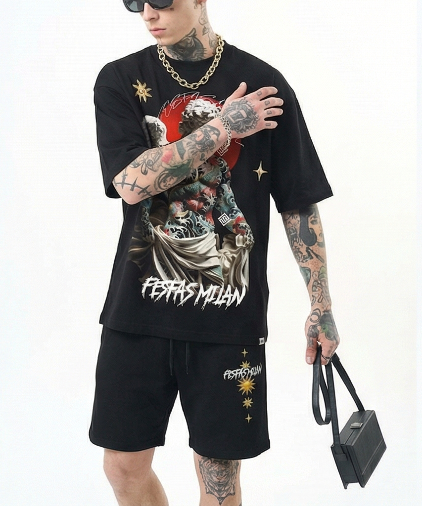 Bộ áo thun và quần short FesFas in hình thiên thần