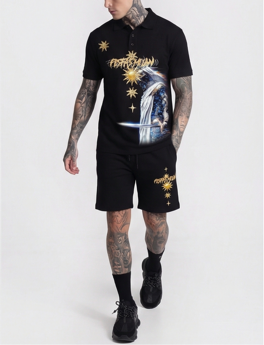 Bộ áo polo và quần short FesFas in hình hiệp sĩ