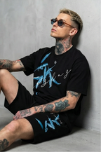 Bộ áo thun và quần short FesFas in hình lông vũ