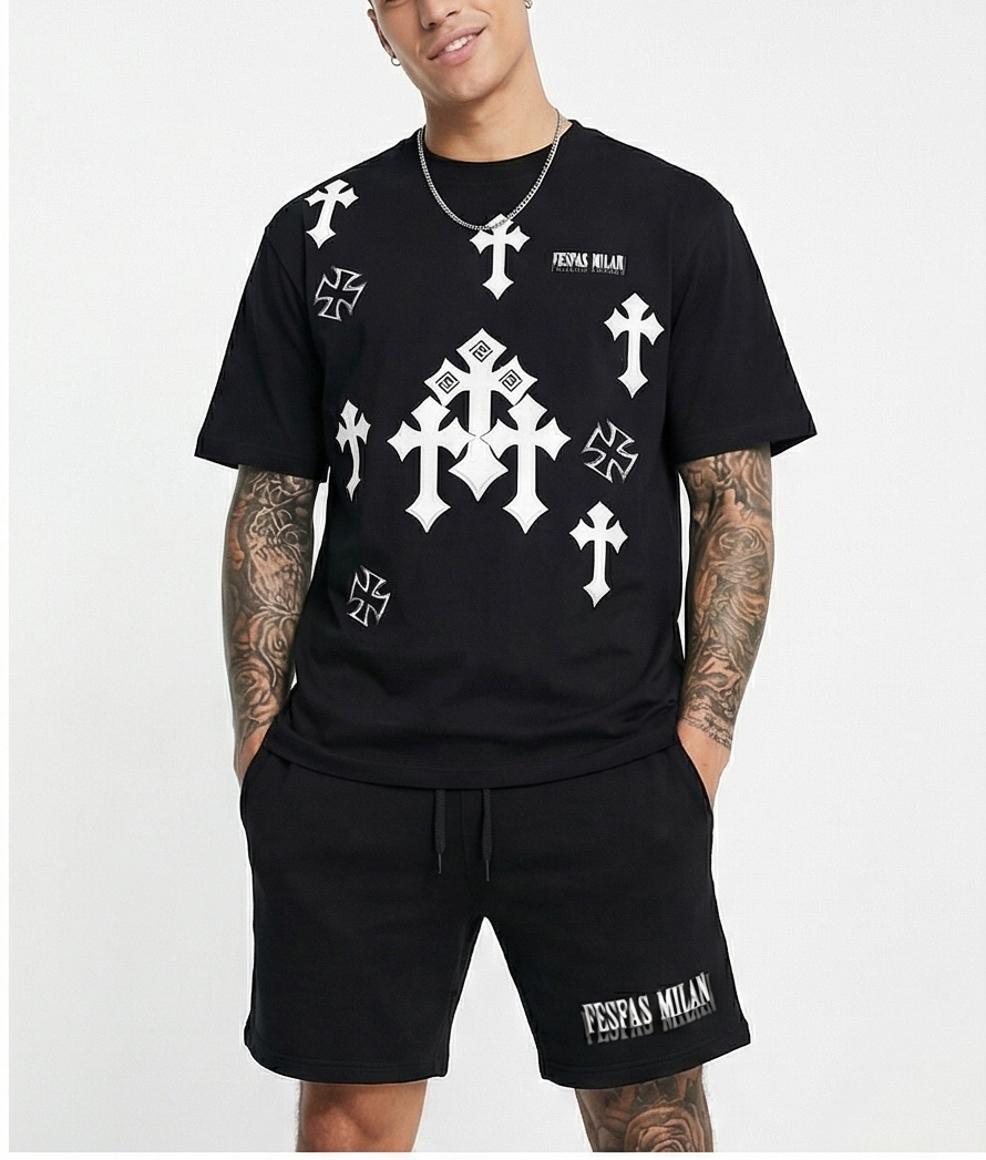 Bộ áo thun và quần short FesFas in hình thánh giá