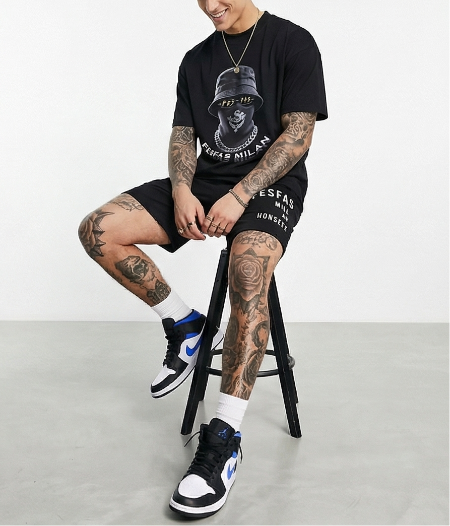 Bộ áo thun và quần short FesFas in hình hidden boss