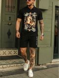 Bộ áo polo và quần short FesFas in hình ngựa mây