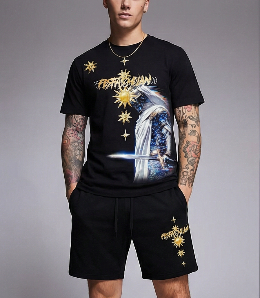 Bộ áo thun và quần short FesFas in hình hiệp sĩ