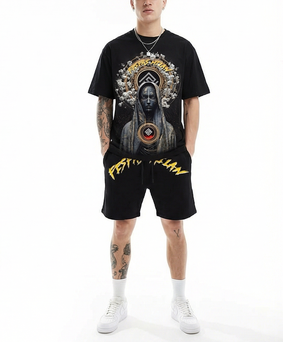 Bộ áo thun và quần short FesFas in hình nữ thần