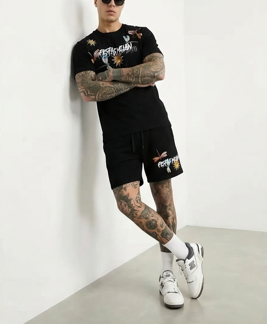 Bộ áo thun và quần short FesFas in hình chuồn chuồn