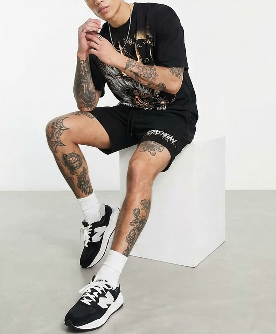 Bộ áo thun và quần short FesFas in hình rồng