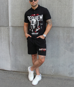 Bộ áo polo và quần short FesFas in hình mũ hiệp sĩ