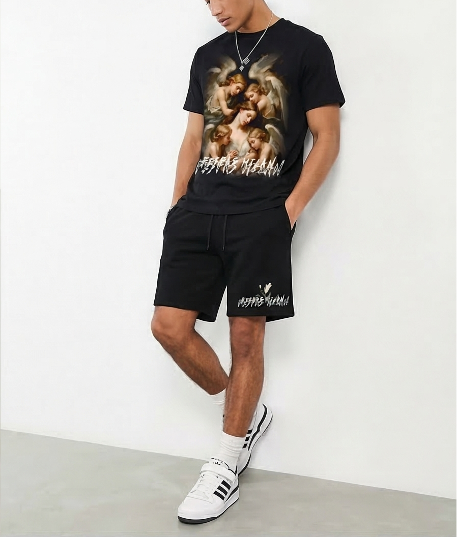 FesFas angels-print | Bộ T-Shirt | Nam | Màu Đen