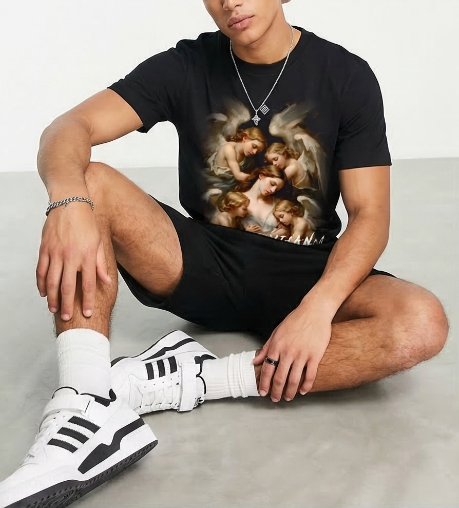 FesFas angels-print | Bộ T-Shirt | Nam | Màu Đen