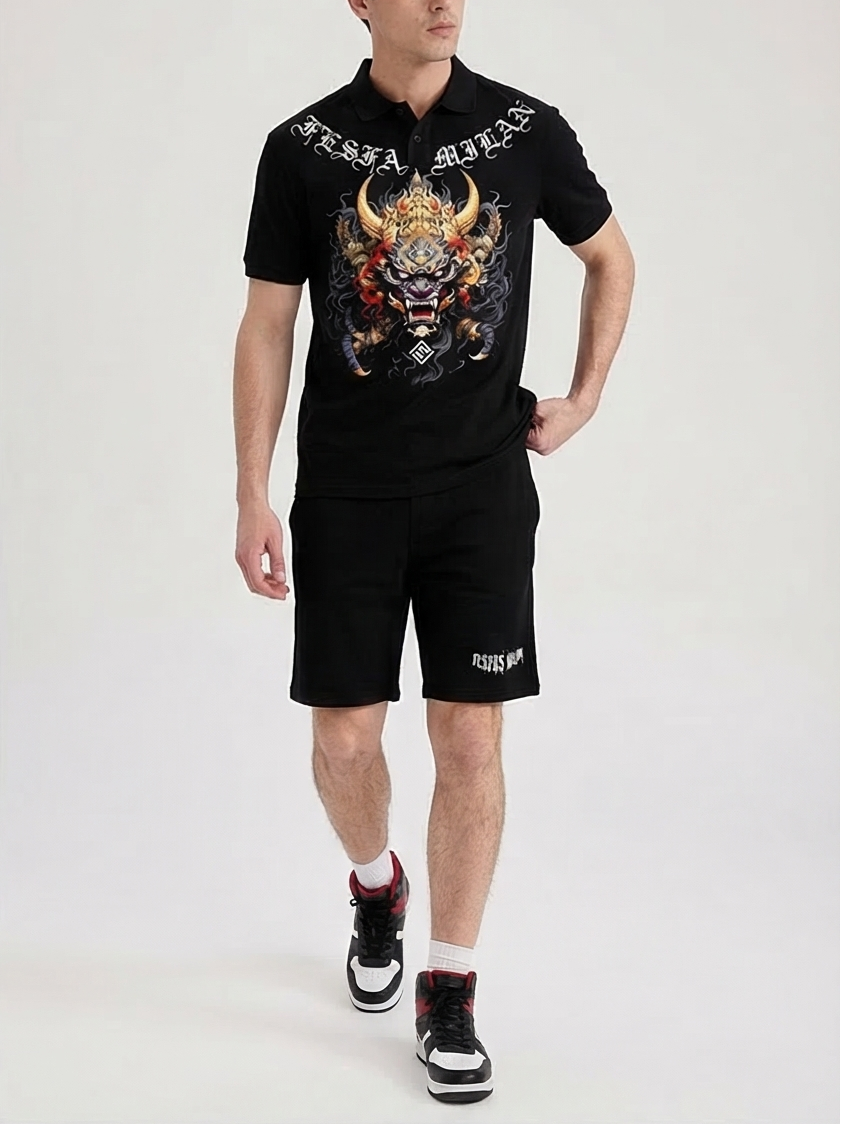 Bộ áo polo và quần short FesFas in hình rồng