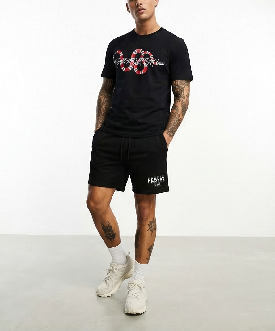 Bộ áo thun và quần short FesFas in hình rắn