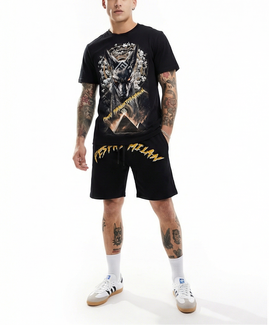 Bộ áo thun và quần short FesFas in hình anubis