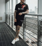 Bộ áo polo và quần short FesFas in hình hoa
