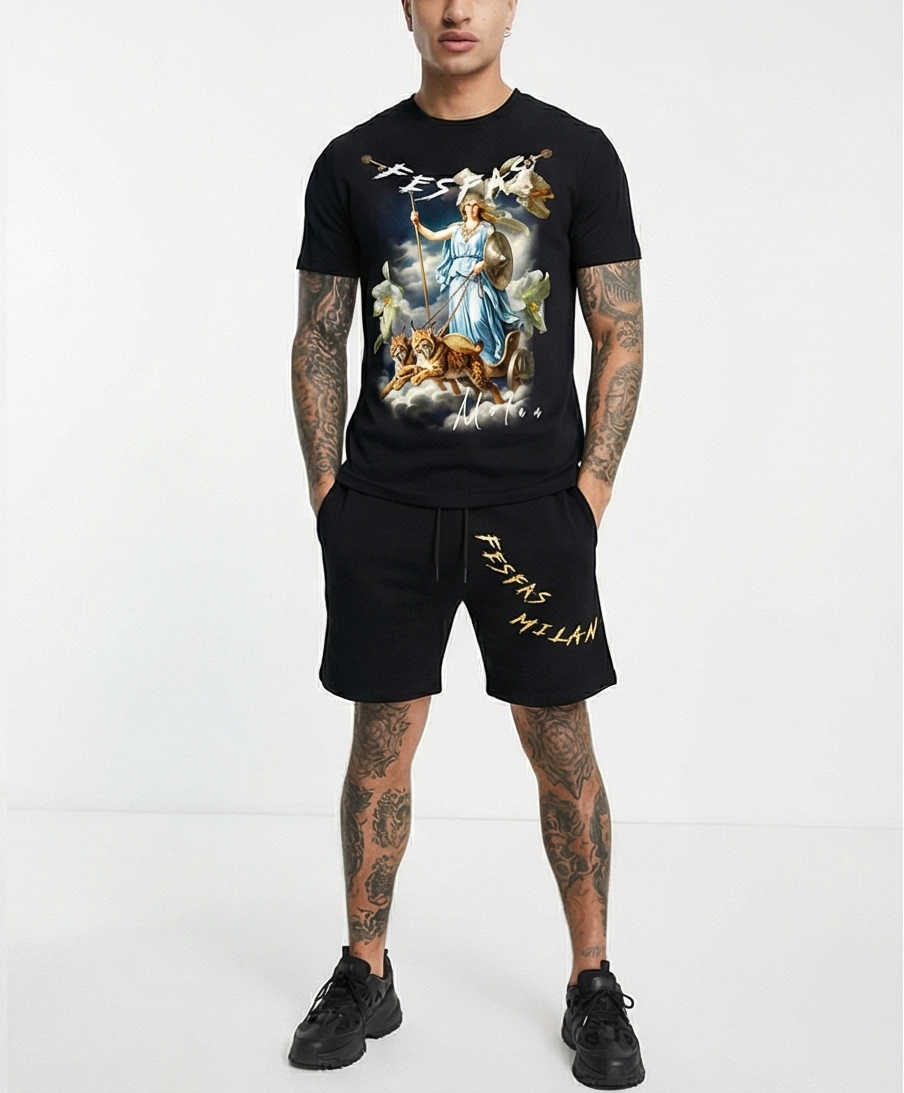 FesFas Norse goddess-print | Bộ T-Shirt | Nam | Màu Đen