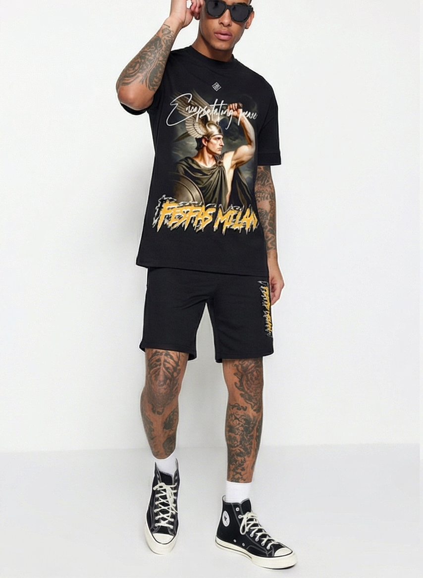 FesFas combatant-print | Bộ T-Shirt | Nam | Màu Đen