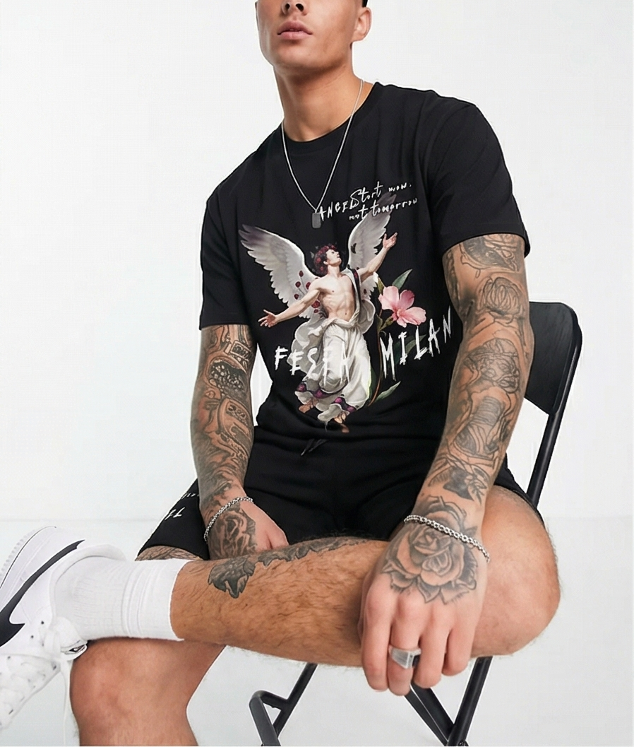 Bộ áo thun và quần short FesFas in hình thiên thần