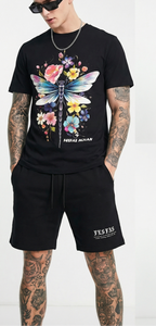 Bộ áo thun và quần short FesFas in hình đa sắc chuồn chuồn