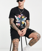 Bộ áo thun và quần short FesFas in hình đa sắc chuồn chuồn