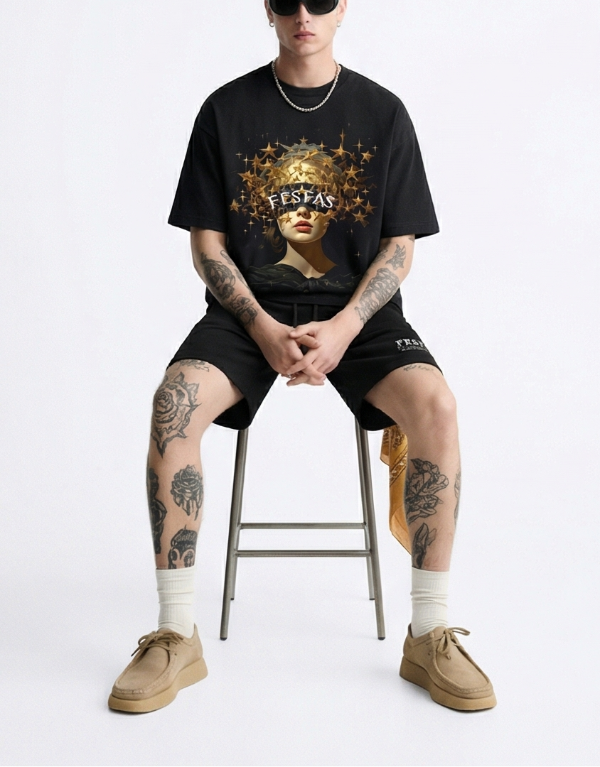 Bộ áo thun và quần short FesFas in hình twinkle những vì sao