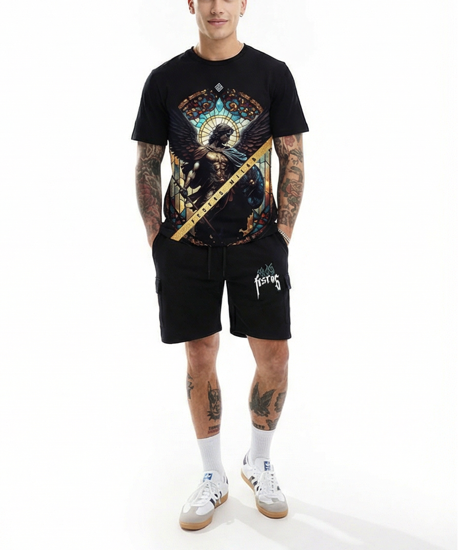 Bộ áo thun và quần short FesFas in hình thiên thần