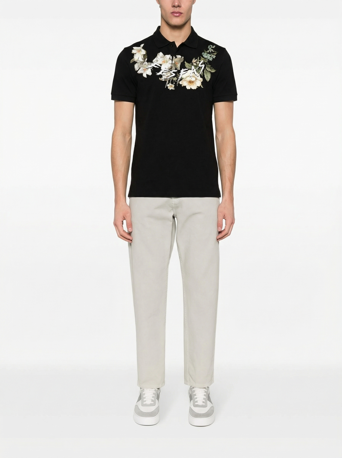 FesFas flowers-print | Bộ Polo | Nam | Màu Đen