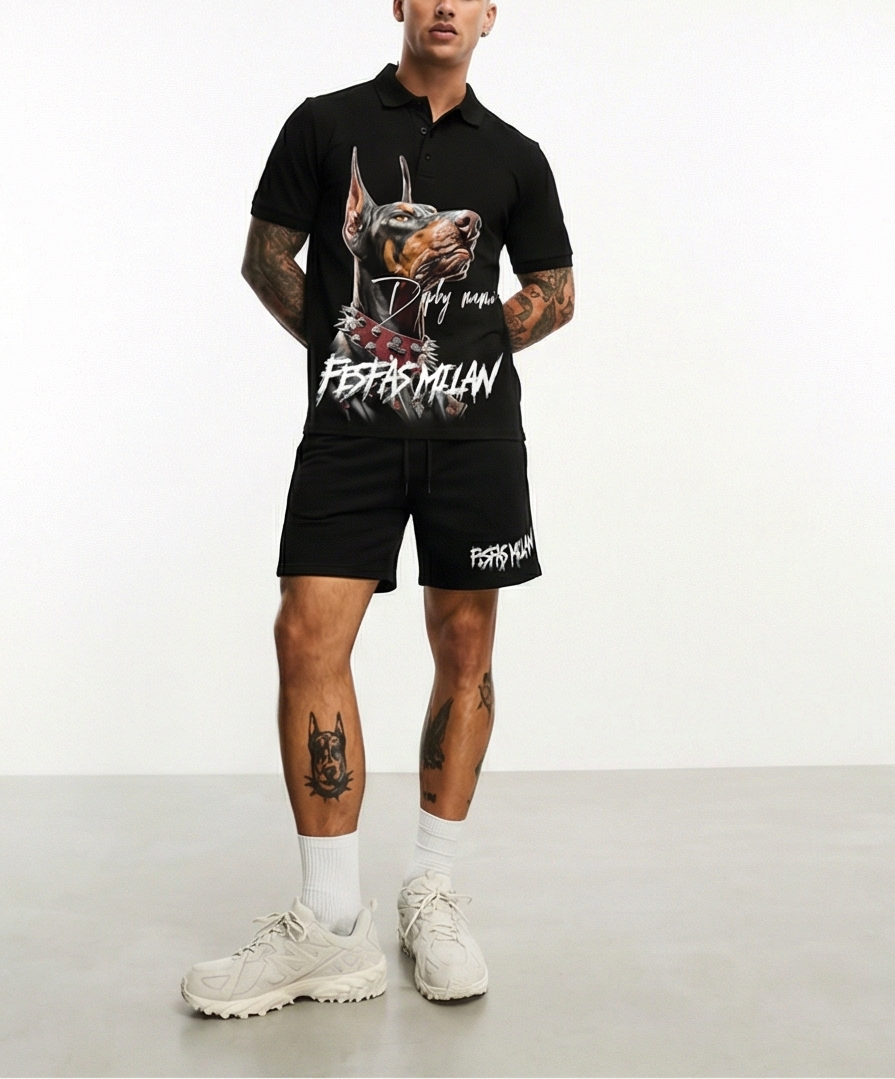 FesFas doberman-print | Bộ Polo | Nam | Màu Đen