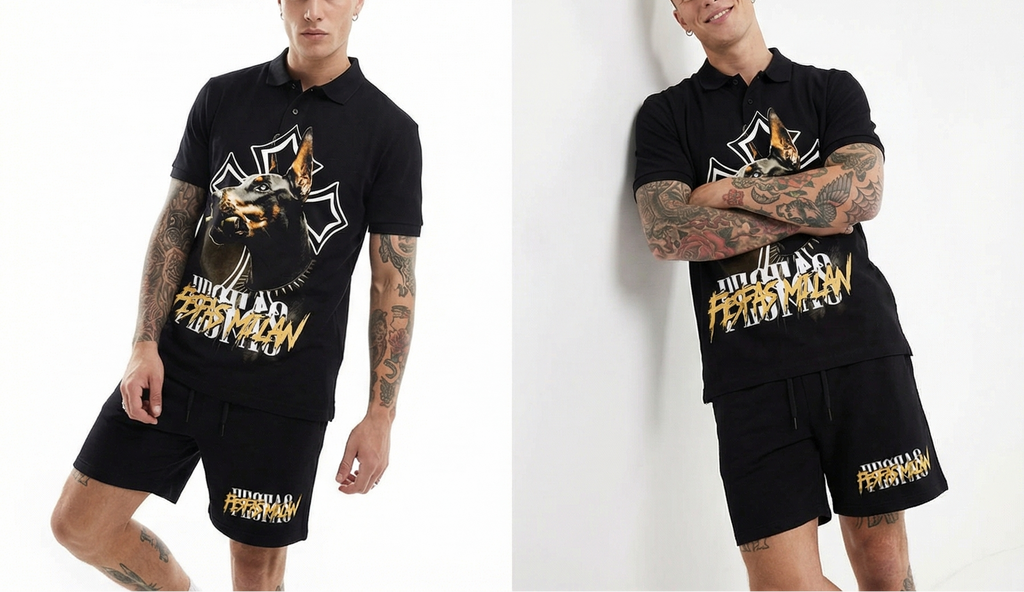 FesFas doberman-print | Bộ Polo | Nam | Màu Đen
