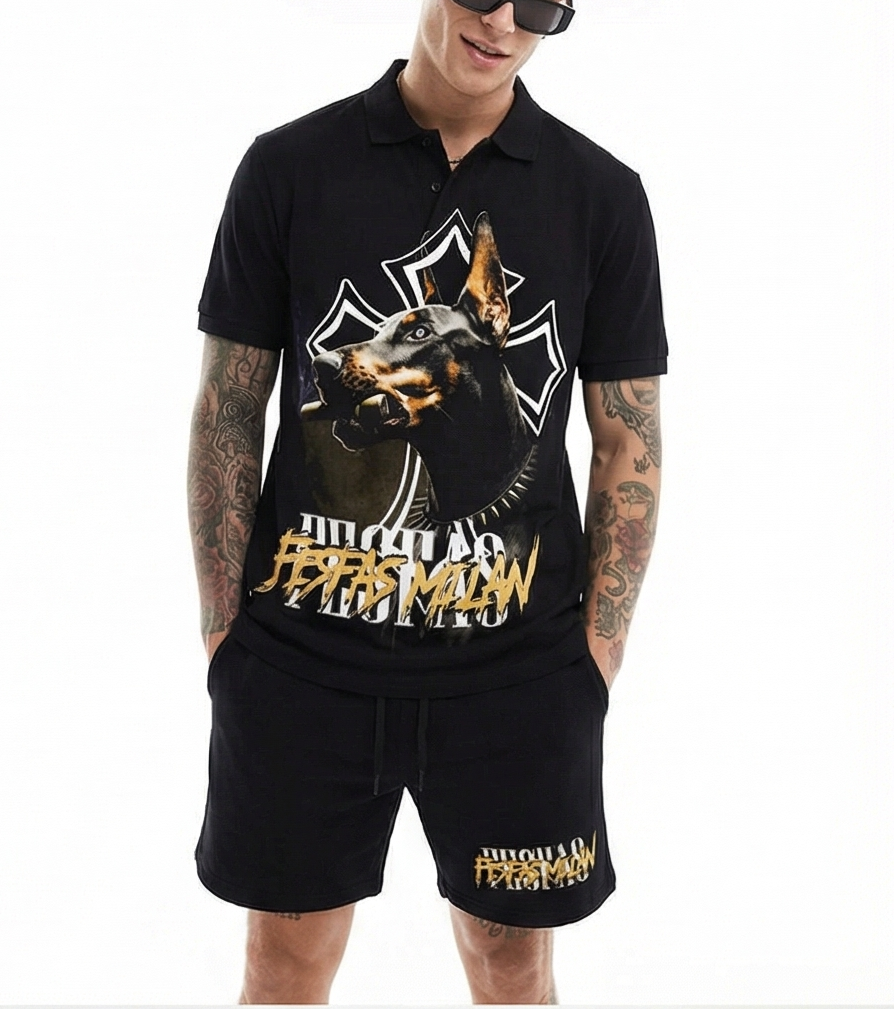 FesFas doberman-print | Bộ Polo | Nam | Màu Đen