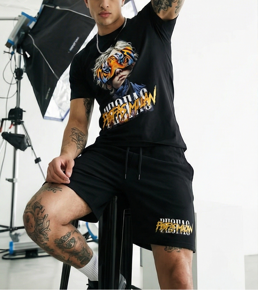 FesFas tiger eyes-print | Bộ T-Shirt | Nam | Màu Đen