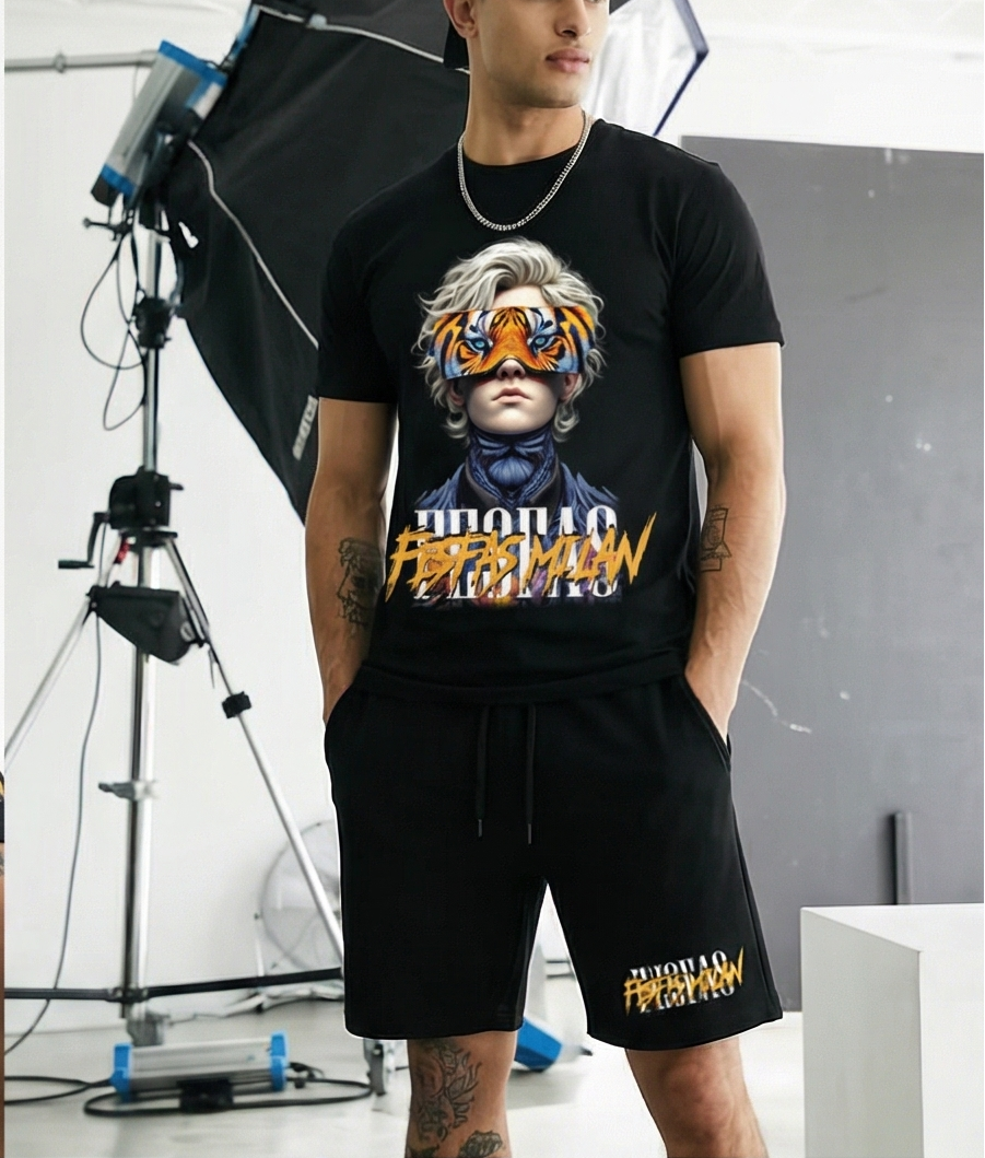 FesFas tiger eyes-print | Bộ T-Shirt | Nam | Màu Đen